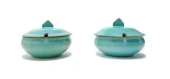 Pair of tureens with covers by Linn Ware & Ceramic Studio, turquoise- and rust-glazed earthenware, sold May 2025