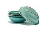 Bowls, six by Linn Ware & Ceramic Studio, green- and rust-glazed earthenware, sold May 2025