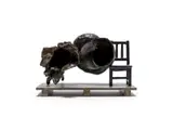 Guy Du Toit, Composition with Chair, Shell and Flower, bronze with a brown and green patina, on a steel base