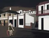 Fred Page, Street Scene, oil on board