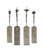 Anton Smit, Moment for the Common People, four, bronze with a green patina, on a cast concrete base