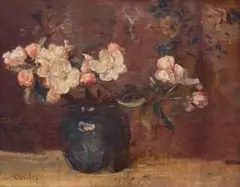 Frans Oerder, Stillewe met Appel Bloeisels (Still Life with Apple Blossoms), oil on canvas