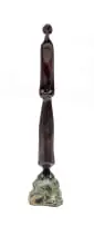 Lucas Sithole, Confused, Timulo wood, on a liquid metal base