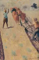 John Koenakeefe Mohl, The Ploughing Season in Bechuanaland, oil on board