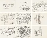 Walter Battiss, Limpopo Drawings; Limpopo First Edition, ten, ink on paper and book