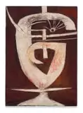 Cecil Skotnes, Abstract Head, painted and incised wood panel