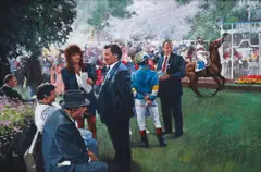 Before the Fourth Race by John Meyer, acrylic on canvas, offered May 2025