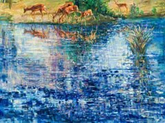 Impala Reflections by Zakkie Eloff, oil on canvas, offered May 2025