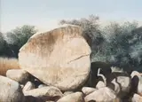 Keith Alexander, Boulders E.TVL, oil on canvas laid down on board