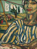 Alexis Preller, Woman with Laundry, oil on canvas