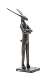 Guy Du Toit, Standing Hare, bronze with a brown patina