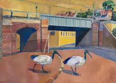 Alexander Podlashuc, Overhead Railway Bridge, Glebe NSW, oil on canvas laid down on board