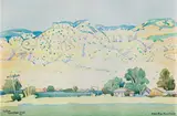 Walter Battiss, Red Rim Mountain, watercolour on paper