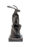 Guy Du Toit, Hare on a Flower Pot, bronze with a brown patina
