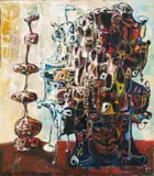 Walter Meyer, Composition with Sculptural Forms, oil on canvas
