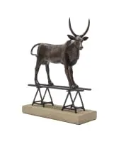 Kevin Roberts, Herring Bone Cow, bronze with a brown patina, on a cast stone base