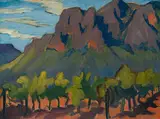 Maggie Laubser, Mountainous Landscape, oil on board