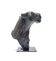 Leopard Head (S127) by Dylan Lewis, bronze with a brown and verdigris patina, sold May 2025