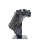Dylan Lewis, Leopard Head (S127), bronze with a brown and verdigris patina