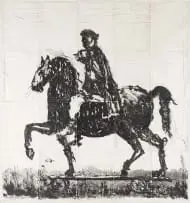 Marcus Aurelius by William Kentridge, 2016, lift ground aquatint etching on 100% Hemp Phumani handmade paper on raw cotton cloth, sold May 2025