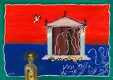 Walter Battiss, Greek Tragedy, oil on paper laid down on card