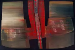 Larry Scully, Red Abstract Composition, oil on canvas