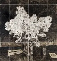 William Kentridge, Hyacinths (Wait Once Again for Better People), six colour lithograph consisting of 42 panels collaged onto a cotton base with hand-painted elements