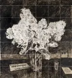 William Kentridge, Hyacinths (Wait Once Again for Better People), six colour lithograph consisting of 42 panels collaged onto a cotton base with hand-painted elements