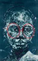 Nelson Makamo, Child with Red Glasses, monotype on paper