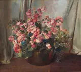 Frans Oerder, Still Life of Flowers in a Copper Pot, oil on canvas