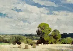 The Harvest Field – Norfolk by Edward Seago, oil on board, offered May 2025