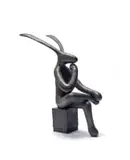 Guy Du Toit, Seated Hare, bronze with a brown patina