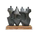 Laurence Anthony Chait, The Four of Us, bronze with a grey and verdigris patina, on a mild steel base