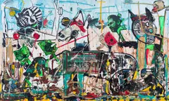 Blessing Ngobeni, City Gold Dust, mixed media on canvas