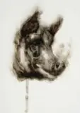 Bad Word - Swine by Diane Victor, smoke drawing on paper, sold May 2025