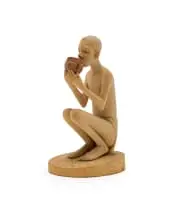 Julius Mfethe, Figure Drinking from a Vessel, carved wood