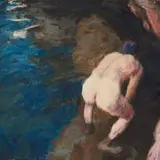 Clare Menck, Nude Male Bather, oil on board