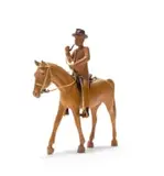 Julius Mfethe, Horse and Rider (with Pipe), carved wood and leather