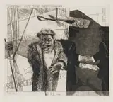 William Kentridge, Waiting Out The Recession, aquatint, drypoint and engraving on paper