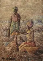 Helen Sebidi, Washer Women, oil on board
