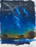 Themba Khumalo, Landscape with Starry Sky, oil on canvas