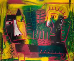Norman Catherine, Dogman (OS/024), oil stick on paper