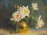 Dino Paravano, White Roses in a Round Vase