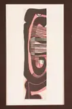 Cecil Skotnes, Abstract Head in Red and Brown, colour woodcut on paper