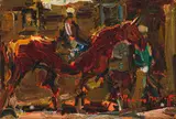 The Jockey by Adriaan Boshoff, oil on canvasboard, sold May 2025