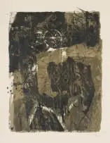 Antoni Clavé, Abstract in Green and Black, The Trobadors portfolio, lithograph on paper