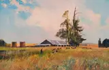 Christopher Tugwell, Cattle in a Farm Landscape, oil on board