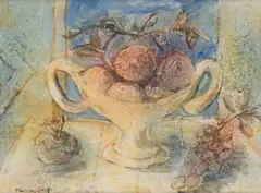 Christo Coetzee, Still Life with White Bowl and Fruit, oil and enamel on board