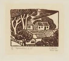 Teslaarsdal C.P by Peter Clarke, linocut on paper, sold May 2025