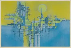 Dirk Meerkotter, Abstract Industrial Landscape, colour screenprint on paper